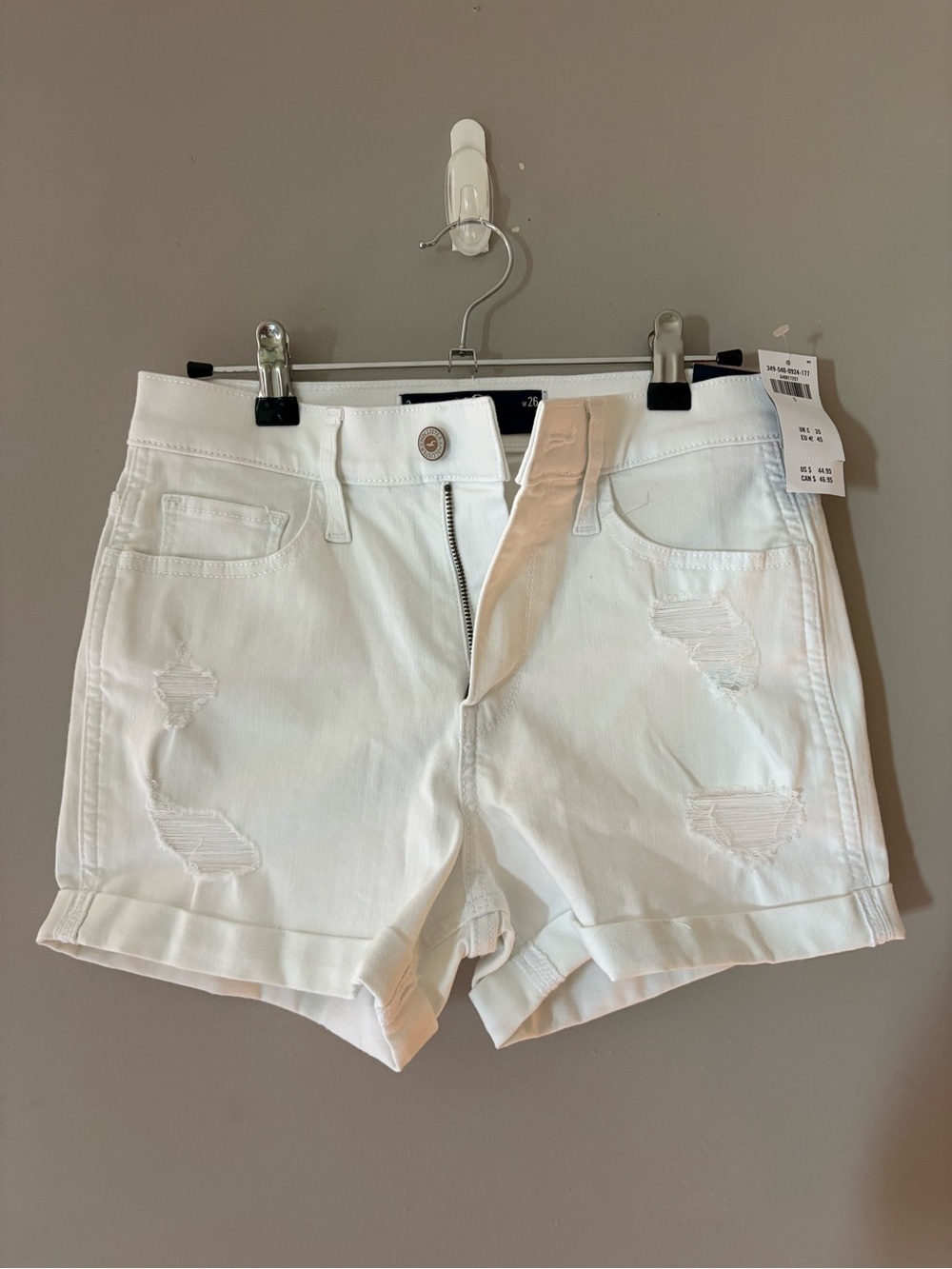 Women’s Distressed White Denim Shorts